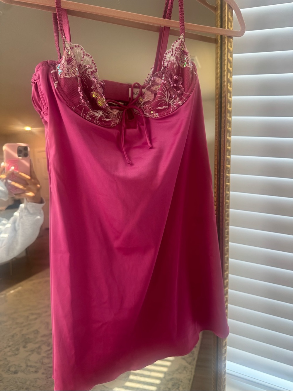For Love and Lemons Pink Satin Lace Mini Slip - Picture 4 of 7